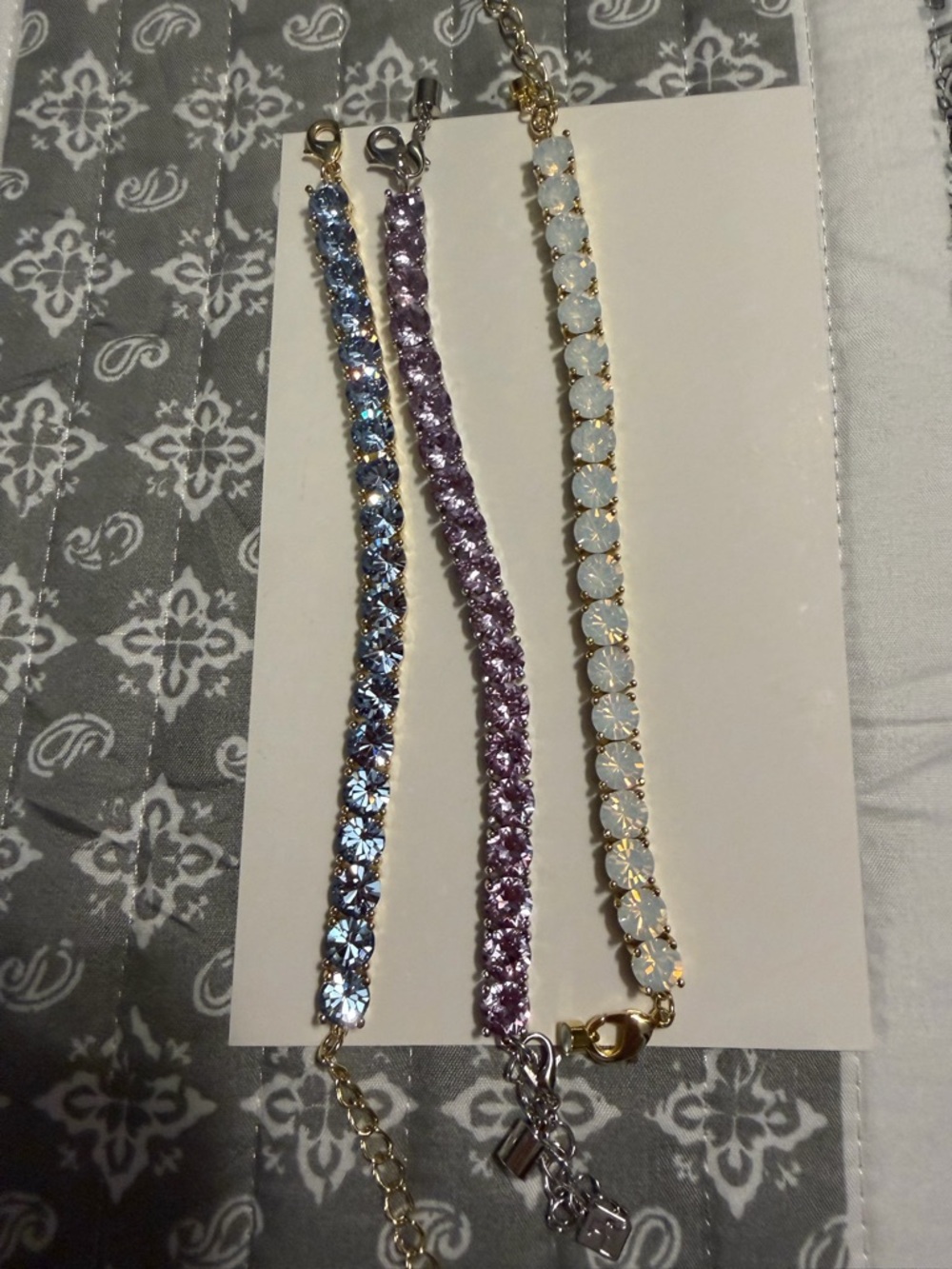 Park Lane Blue, Purple & opal Tennis Bracelet Trio